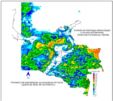 Mapa del clima para el lunes 29 de junio.