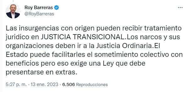 Roy Barreras explica el proceso legal de los miembros de estos grupos.