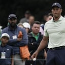 Tiger Woods durante una ronda de práctica previo al Masters de Augusta, el martes 5 de abril de 2022. (AP Foto/Charlie Riedel)