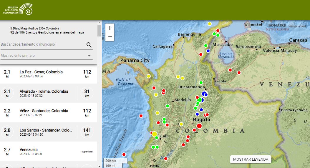 El SGC emite reportes detallados con los movimientos sísmicos que se registran en Colombia.