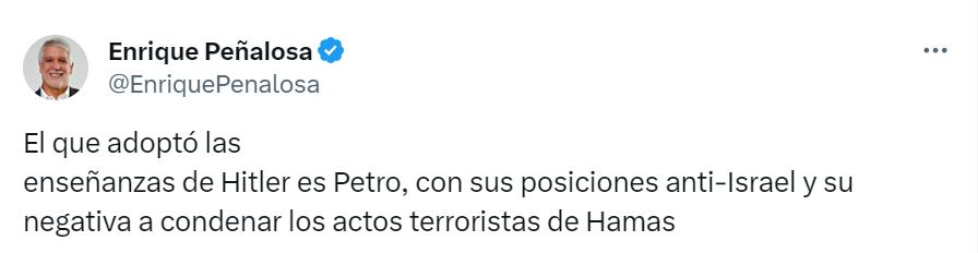 El exalcalde de Bogotá se refirió a la postura anti-Israel que ha asumido el presidente Gustavo Petro.