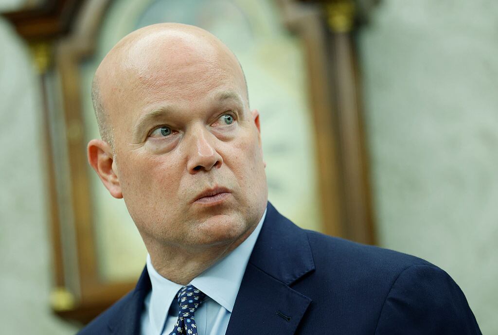 WASHINGTON, DC - JULY 14: Matthew Whitaker, U.S. Permanent Representative to NATO, attends a meeting between U.S. President Donald Trump and NATO Secretary General Mark Rutte in the Oval Office at the White House on July 14, 2025 in Washington, DC. Trump is meeting with Rutte a day after announcing that the U.S. will send Patriot air defense missiles to Ukraine to help it defend against Russia's intensifying aerial attacks.  (Photo by Kevin Dietsch/Getty Images)