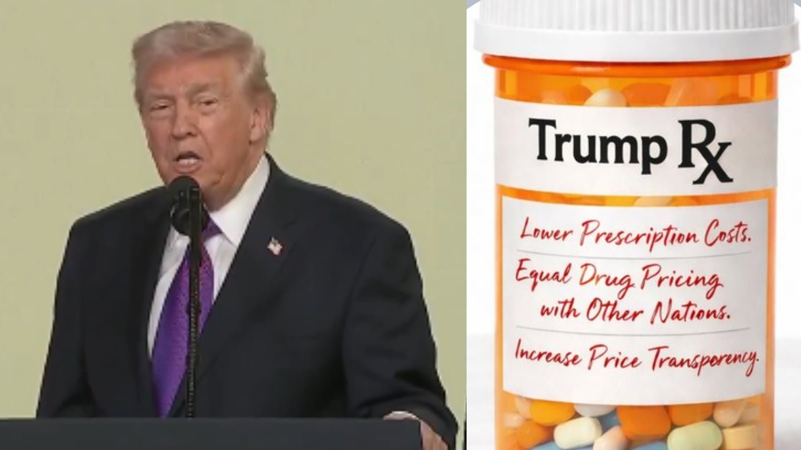 El presidente Donald Trump durante la presentación de TrumpRx, la nueva plataforma federal que busca reducir el precio de medicamentos recetados mediante acuerdos con la industria farmacéutica.