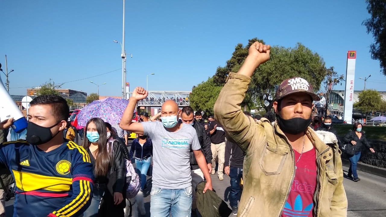 Protesta de comerciantes en Bogotá.