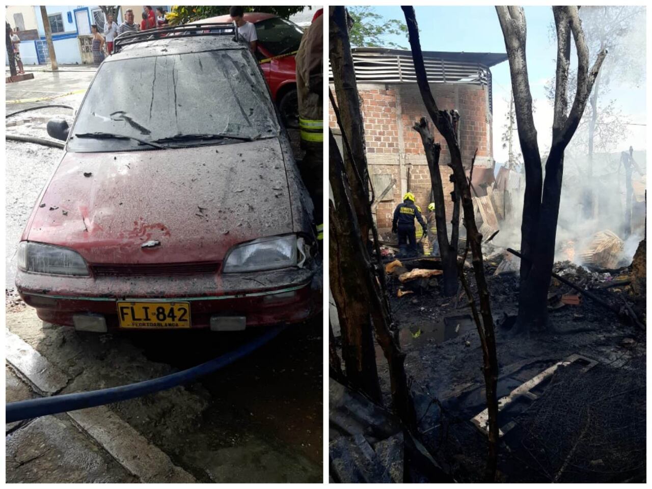 Así quedó el lugar y carro afectado.