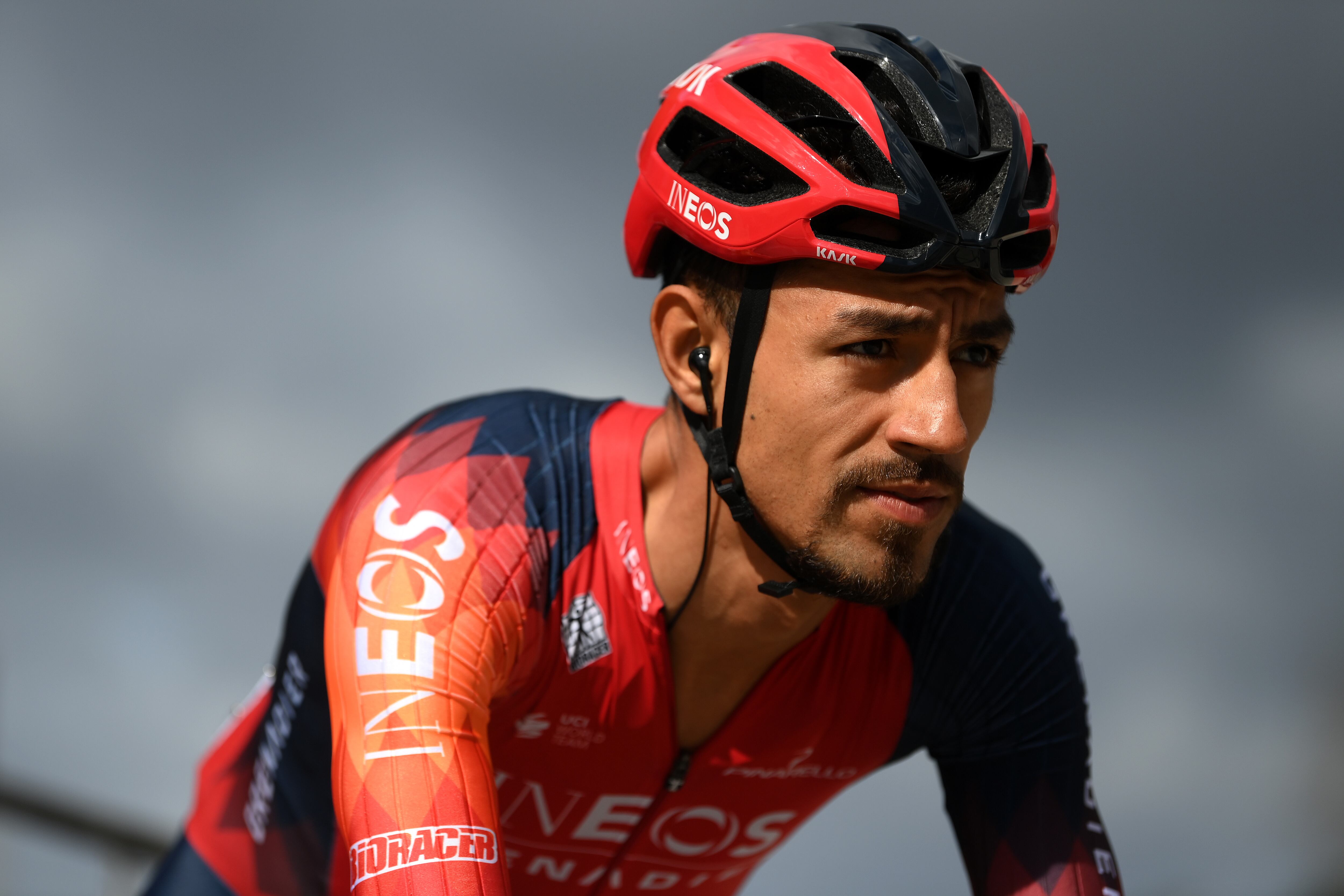 TOURVES, FRANCE - MARCH 10: Daniel Felipe Martínez of Colombia and INEOS Grenadiers prior to the 81st Paris - Nice 2023 - Stage 6 a 197.4km stage from Tourves to La Colle-sur-Loup (Note: The stage may be affected in its route due to wind.) / #UCIWT / #ParisNice /on March 10, 2023 in Tourves, France. (Photo by Alex Broadway/Getty Images)