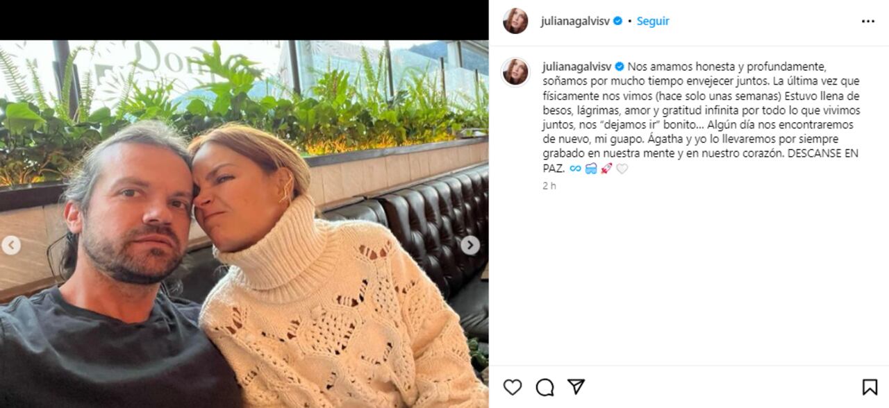 Juliana Galvis publicó emotivas imágenes con su expareja Joaquín Caicedo Russi, quien falleció recientemente.