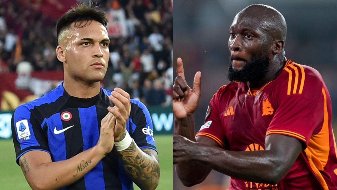 Inter vs. Roma, partidazo por la Serie A de Italia. Duelo de goleadores entre Lautaro Martínez (izquierda) y Romelo Lukaku.