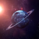 Urano con lunas disparadas desde el espacio mostrando toda su belleza. Imagen extremadamente detallada, incluidos los elementos proporcionados por la NASA. Otras orientaciones y planetas disponibles.