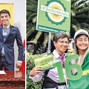 La alcaldesa de Bogotá, Claudia López, junto al alcalde local de Suba, Julián Moreno (izquierda), y Camila Farfán (arriba).