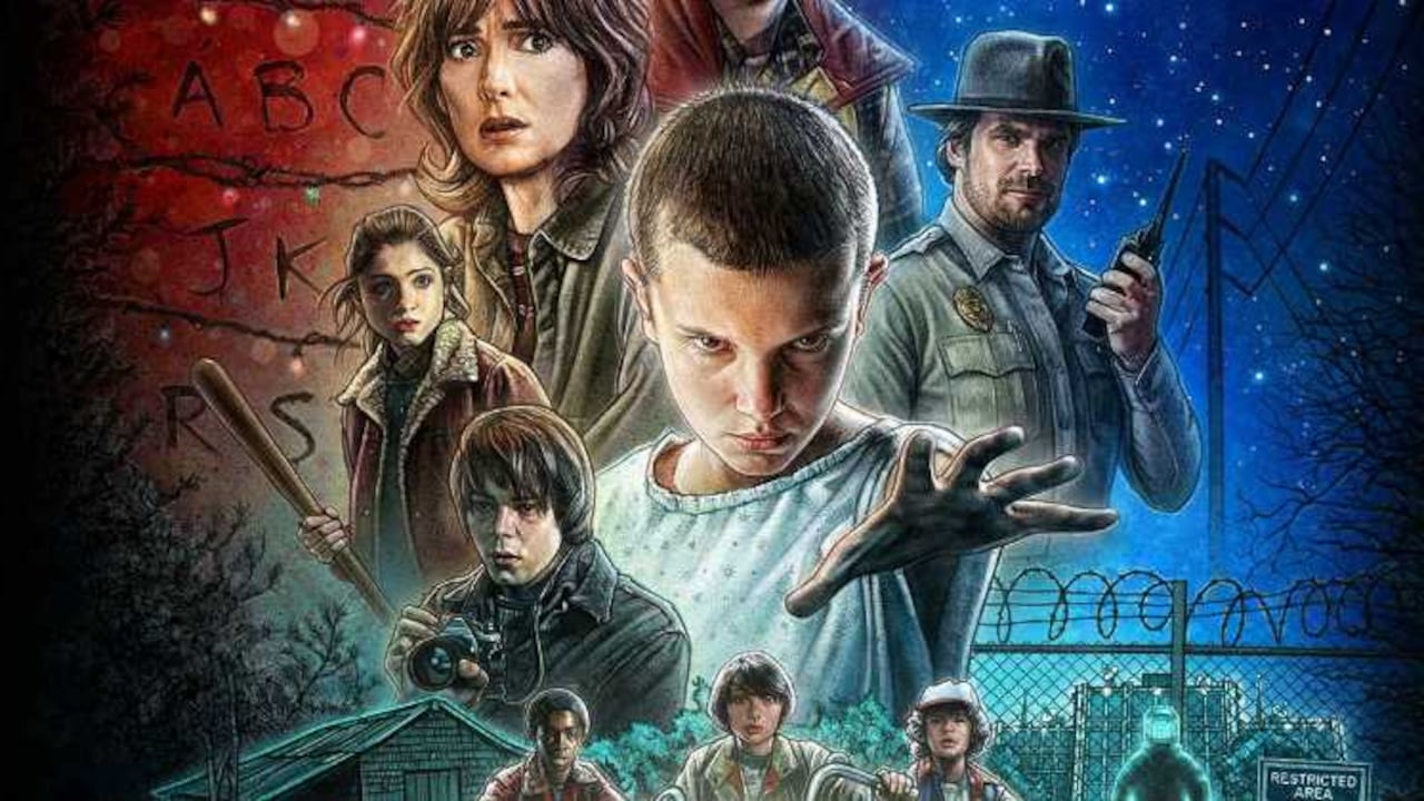 El afiche de la serie utiliza el estilo de la década que emula.