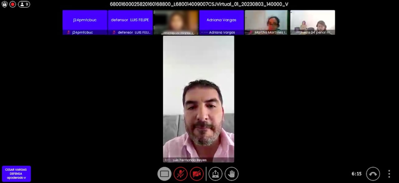 Luis Fernando Reyes en la audiencia de continuación de juicio oral.