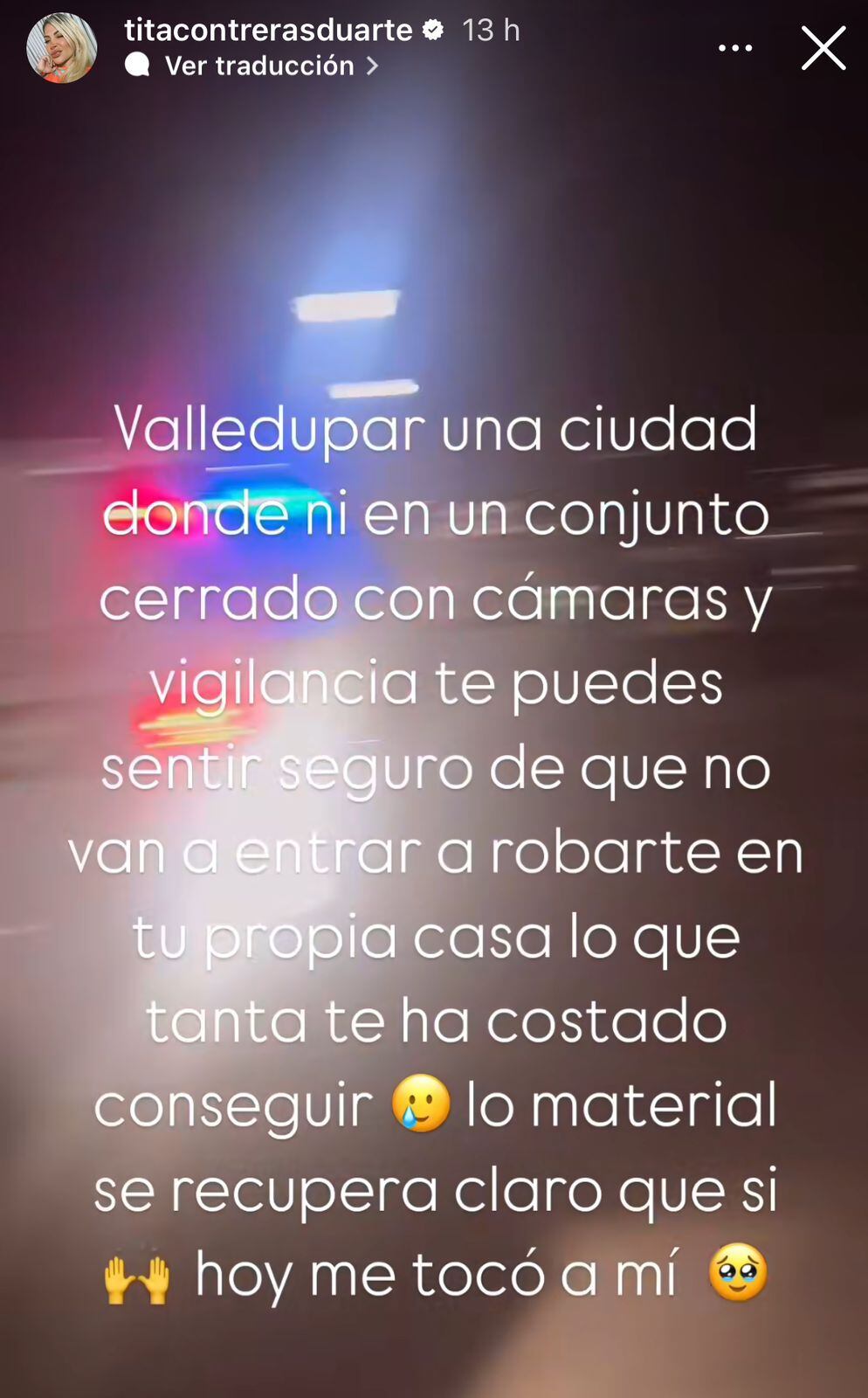 Tita Contreras fue víctima de robo en su casa.