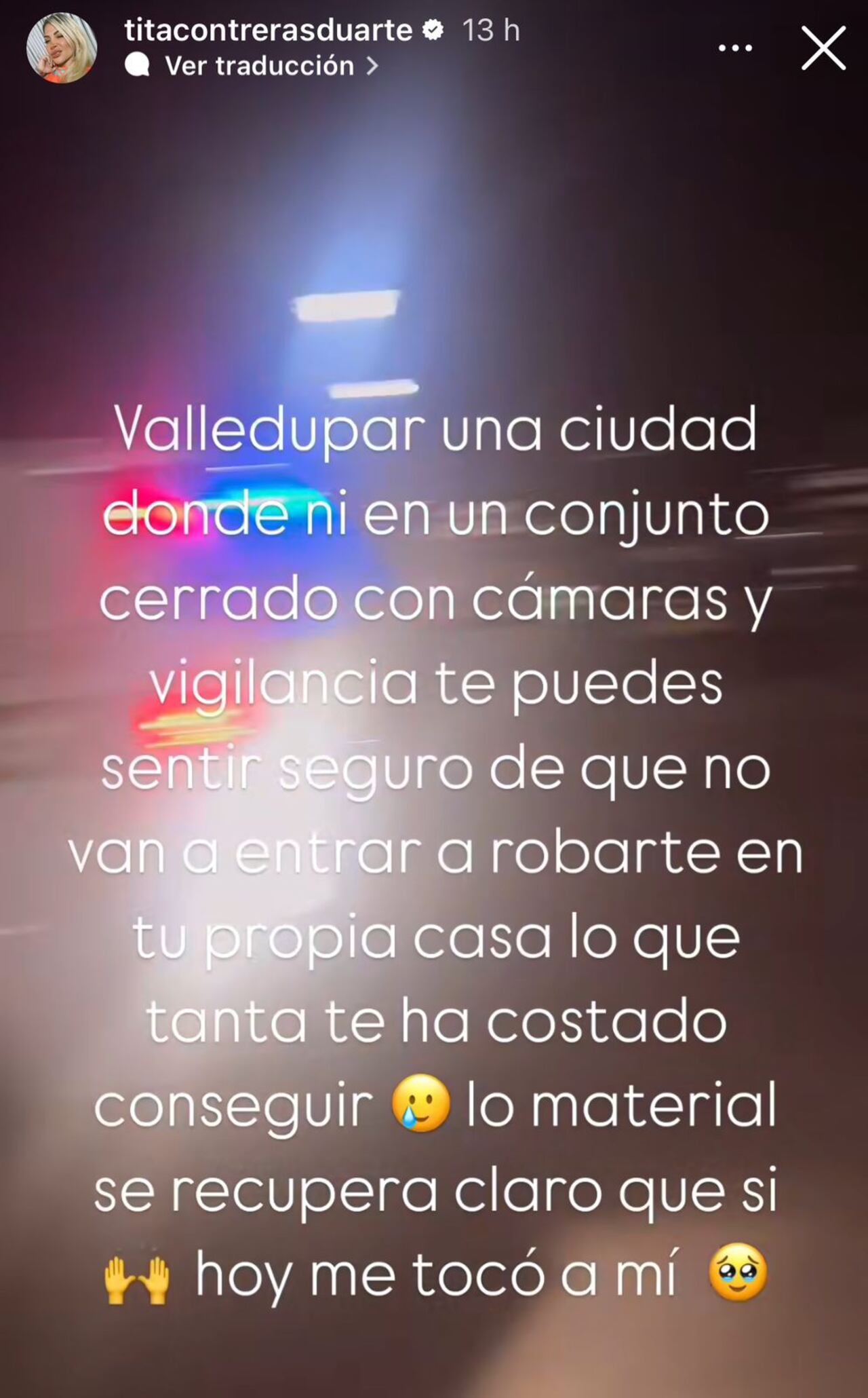 Tita Contreras fue víctima de robo en su casa.