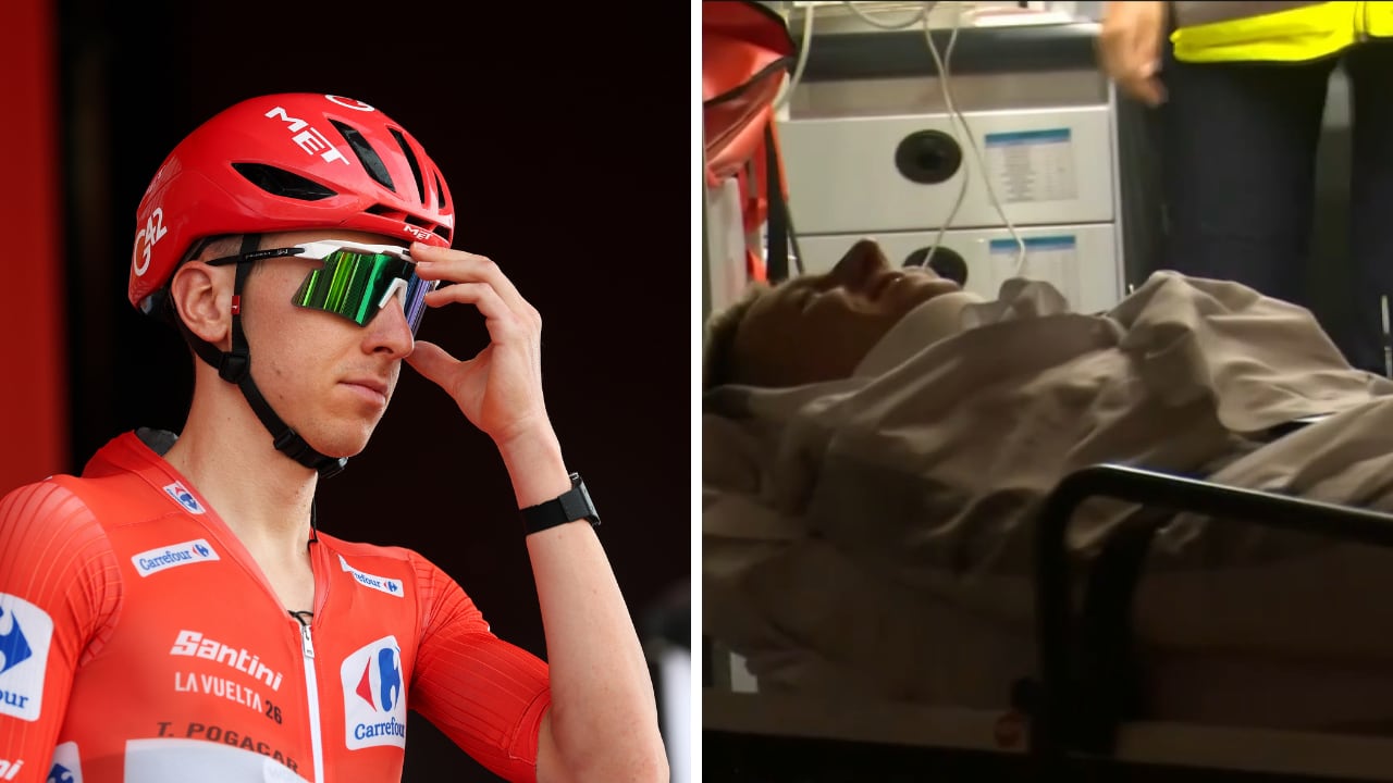 Primera imagen de Tadej Pogacar (der.) tras su brutal caída en la etapa 8 de La Vuelta a España 2026.