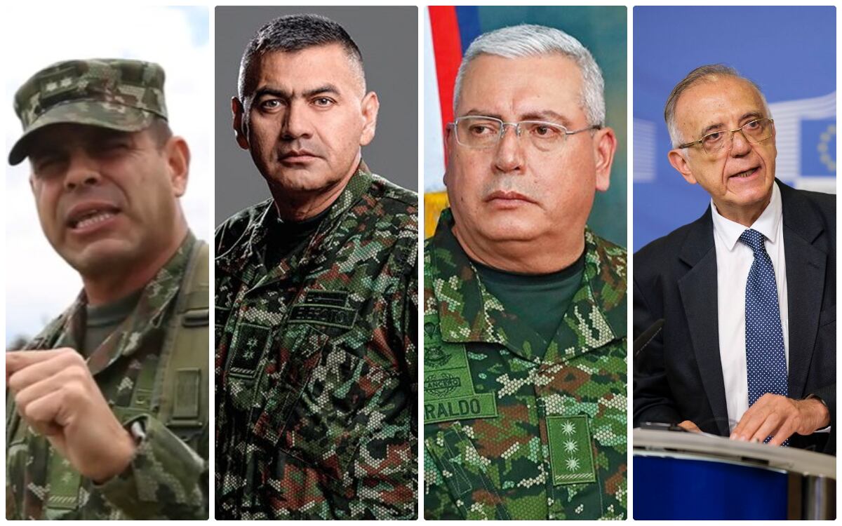 General Federico Mejía, general (r) Jhon Jairo Rojas, general Helder Giraldo y el ministro de Defensa, Iván Velásquez.