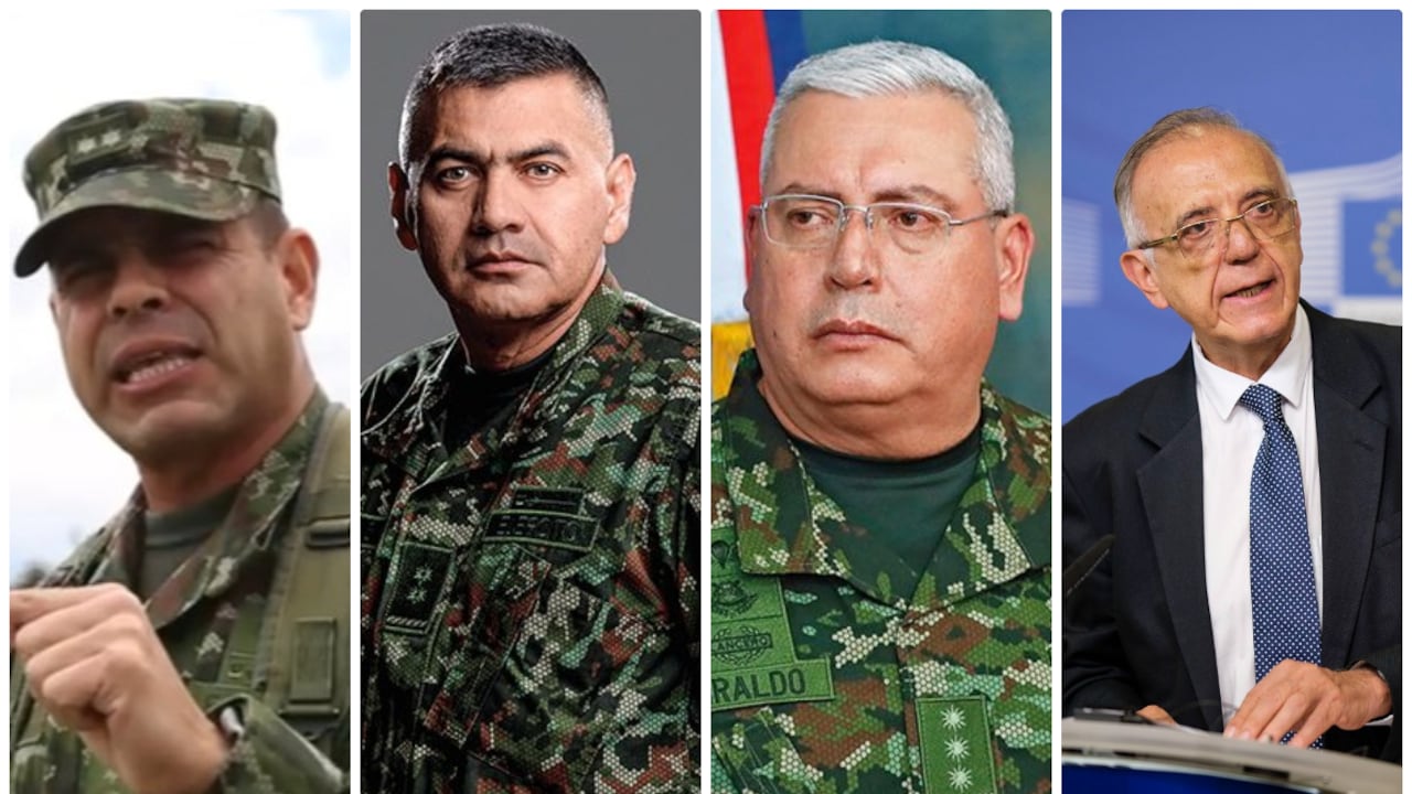 General Federico Mejía, general (r) Jhon Jairo Rojas, general Helder Giraldo y el ministro de Defensa, Iván Velásquez.