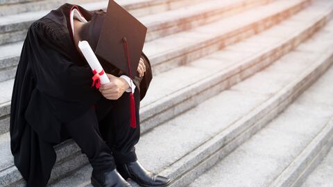 New graduates are stressed because of lack of work due to technology to replace their work.