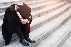 New graduates are stressed because of lack of work due to technology to replace their work.