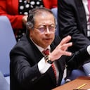 El presidente colombiano Gustavo Petro habla en una sesión del Consejo de Seguridad de la ONU sobre el progreso del proceso de paz colombiano en la sede de la ONU en Nueva York el 11 de julio de 2024.