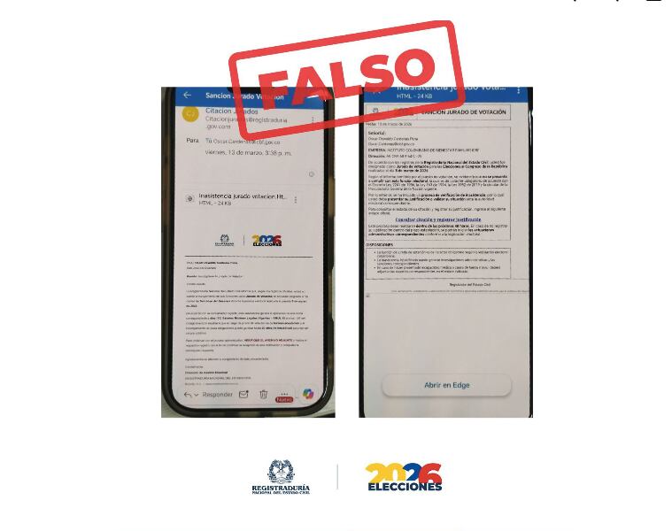 El falso correo que llega a nombre de la Registraduría.