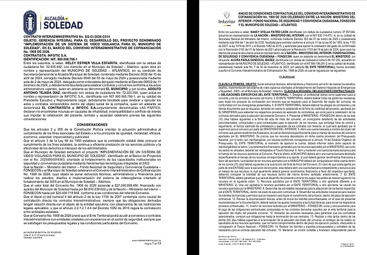 En la recta final del Gobierno Petro, el Ministerio del Interior suscribió un millonario convenio para instalar cámaras de seguridad en Soledad, Atlántico.