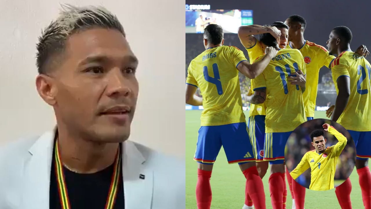 Teófilo Gutiérrez y jugadores de la selección Colombia.
