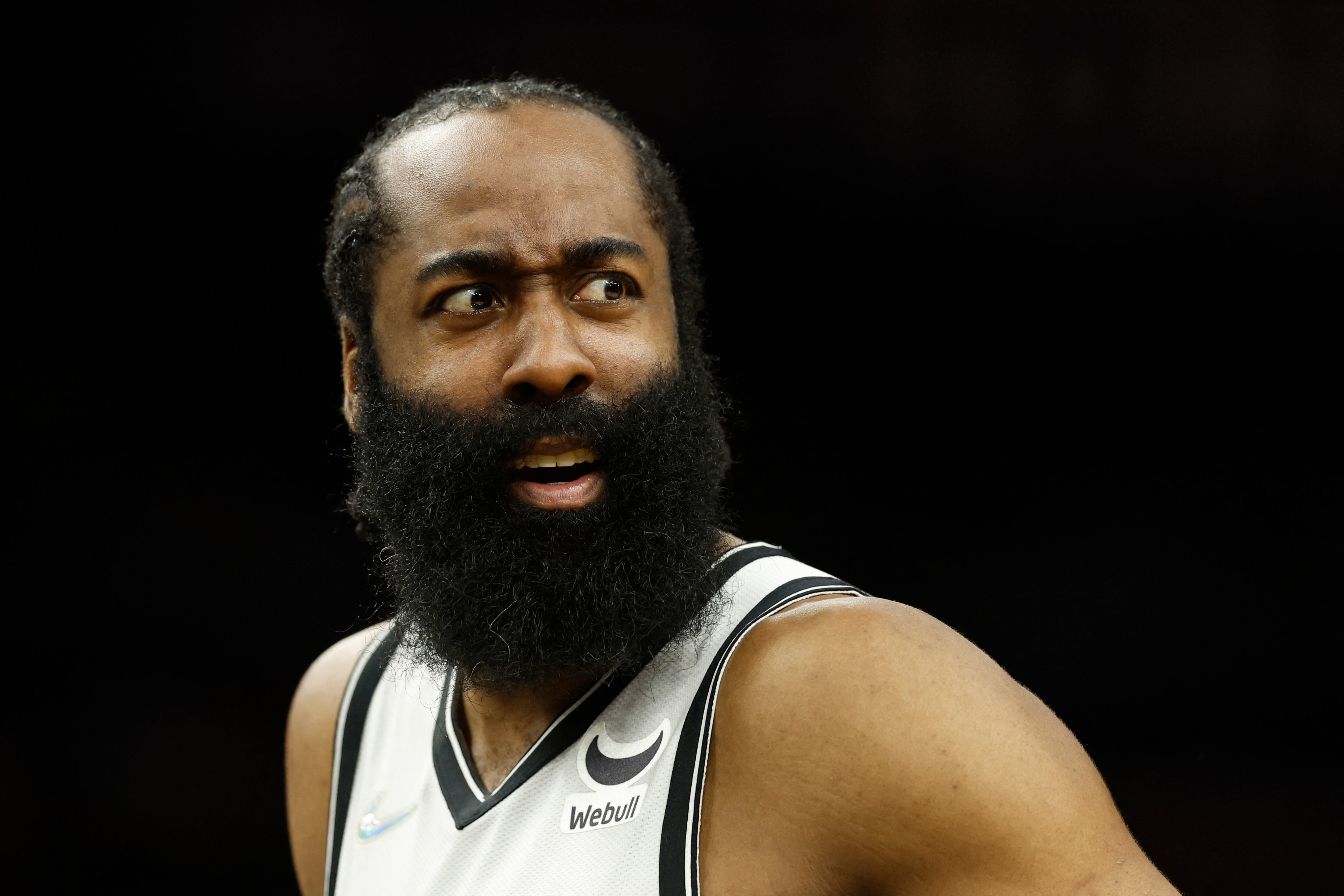 PHOENIX, ARIZONA - FEBRUARY 01: James Harden #13 of the Brooklyn Nets during the first half of the NBA game at Footprint Center on February 01, 2022 in Phoenix, Arizona. NOTE TO USER: User expressly acknowledges and agrees that, by downloading and or using this photograph, User is consenting to the terms and conditions of the Getty Images License Agreement.   Christian Petersen/Getty Images/AFP (Photo by Christian Petersen / GETTY IMAGES NORTH AMERICA / Getty Images via AFP)