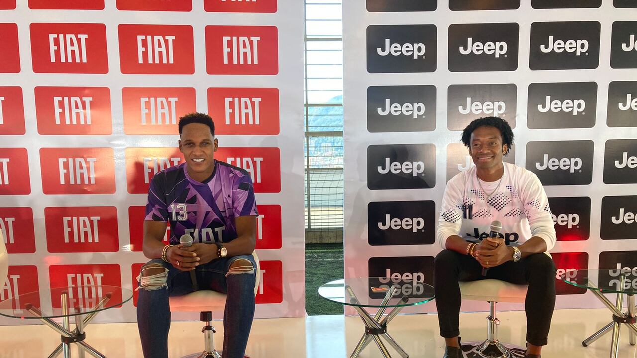 Yerry Mina y Juan Guillermo Cuadrado en un evento de Fiat y Jeep hablaron con la prensa sobre la Selección Colombia.
