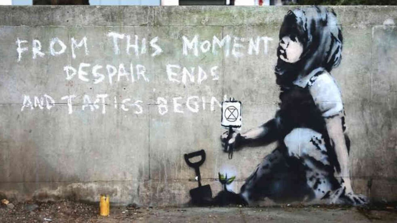 Una posible obra de Banksy en las calles de Londres.