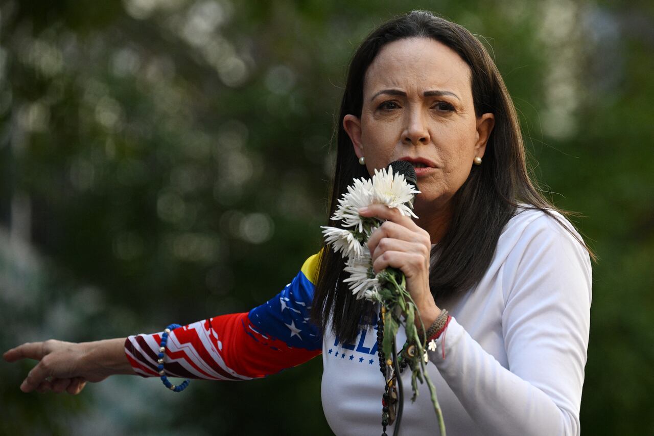 María Corina Machado en las manifestaciones en Caracas