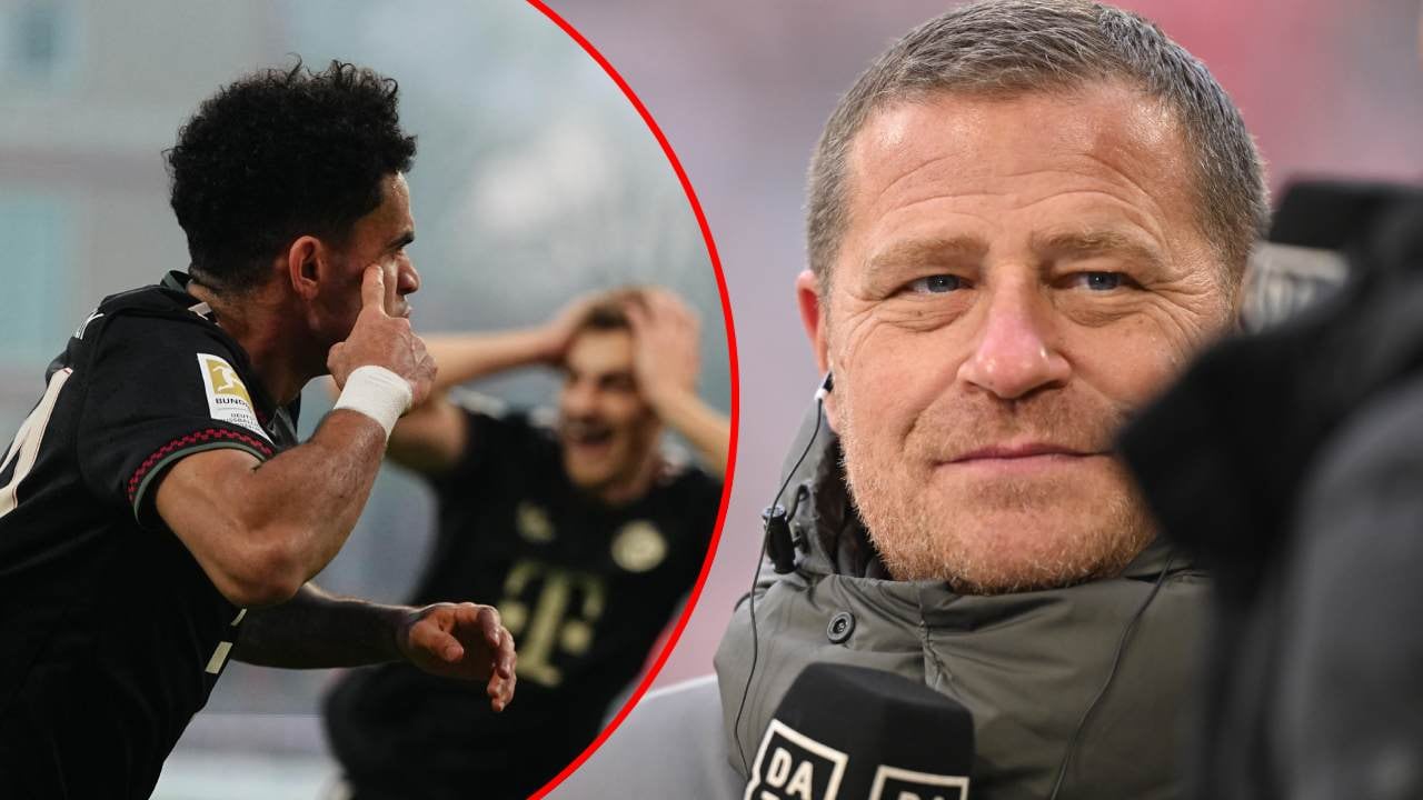 Luis Díaz celebra la obra maestra en Berlín / Max Eberl, director deportivo del Bayern.