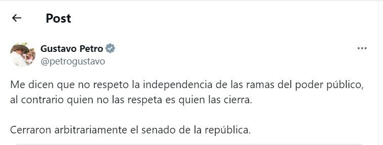 El presidente se refirió a la cancelación del debate en el Senado.
