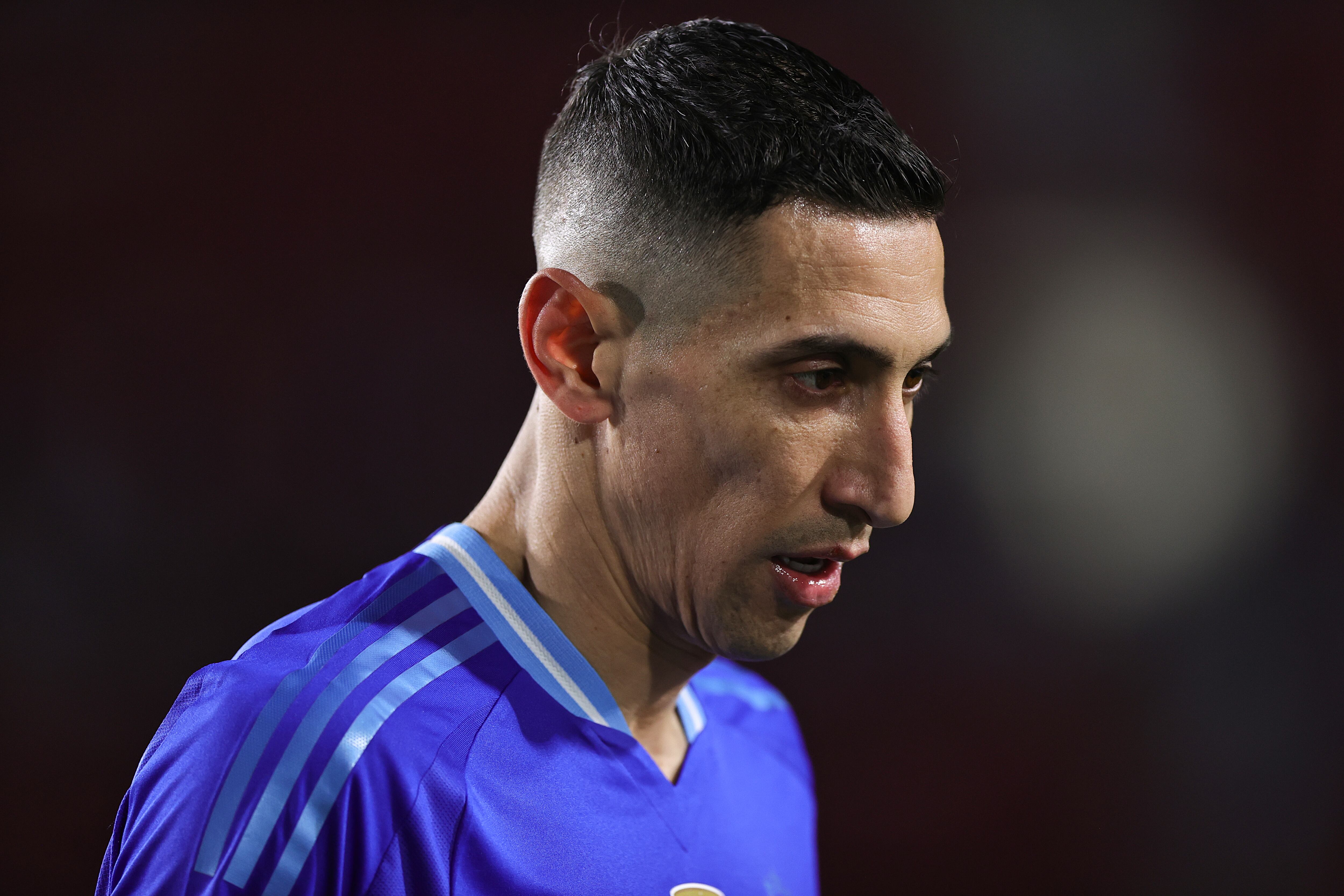 LOS ANGELES, CALIFORNIA - MARCH 26: Angel Di Maria #11 of Argentina looks on during an International Friendly match between Argentina and Costa Rica at Los Angeles Memorial Coliseum on March 26, 2024 in Los Angeles, California. (Photo by Omar Vega/Getty Images)