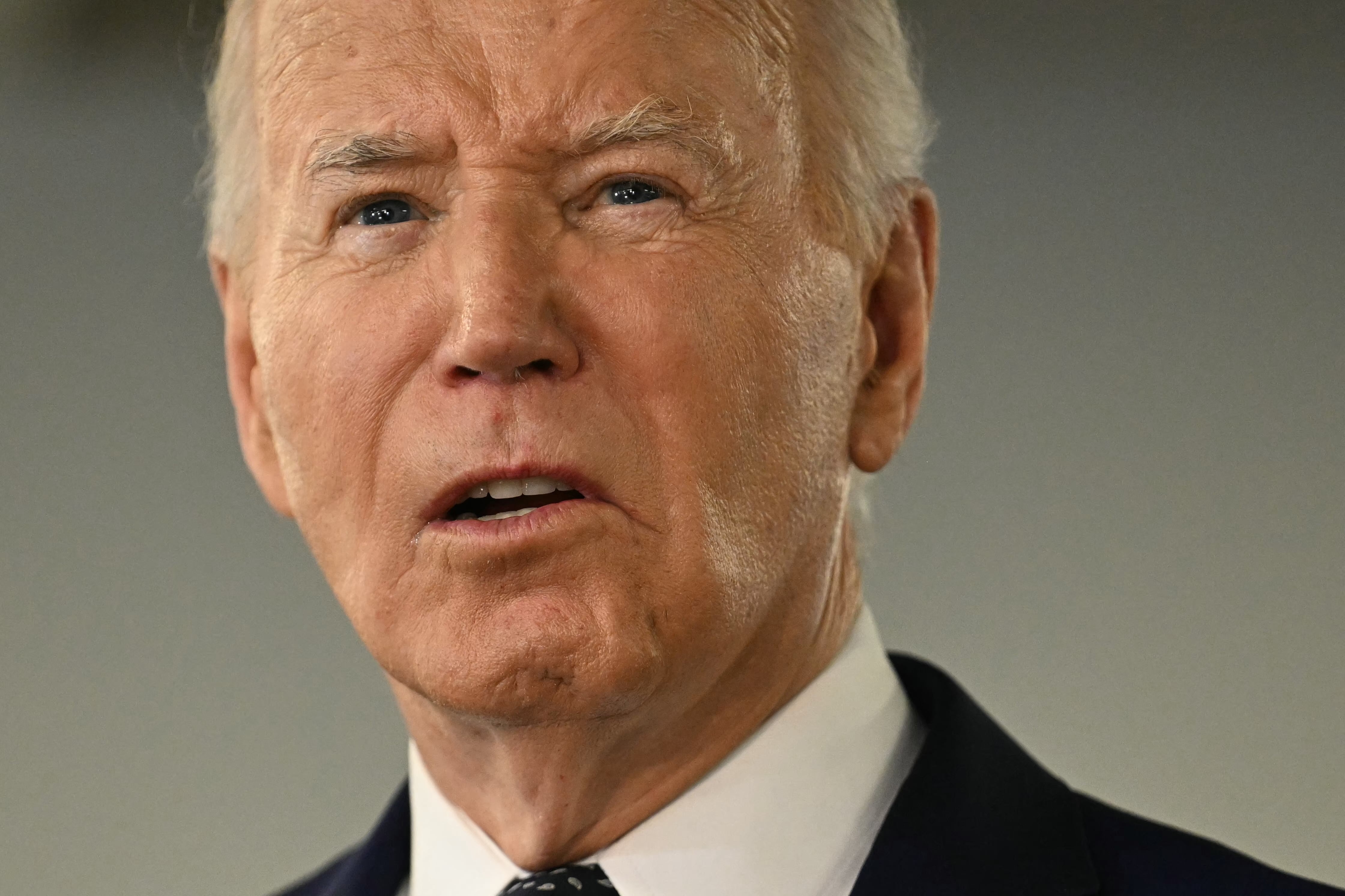 US President Joe Biden speaks about extreme weather at the DC Emergency Operations Center in Washington, DC, July 2, 2024. (Photo by Jim WATSON / AFP)