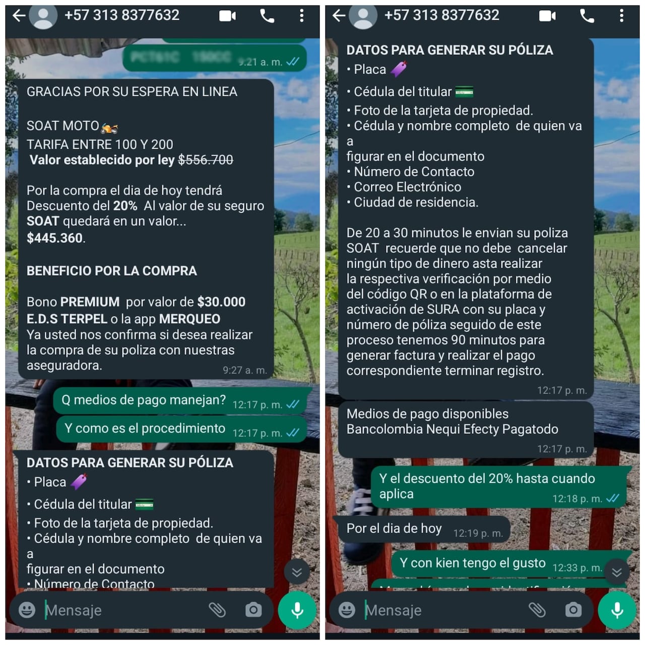 esta supuesta agencia estafa a conductores para que compren el seguro por WhatsApp