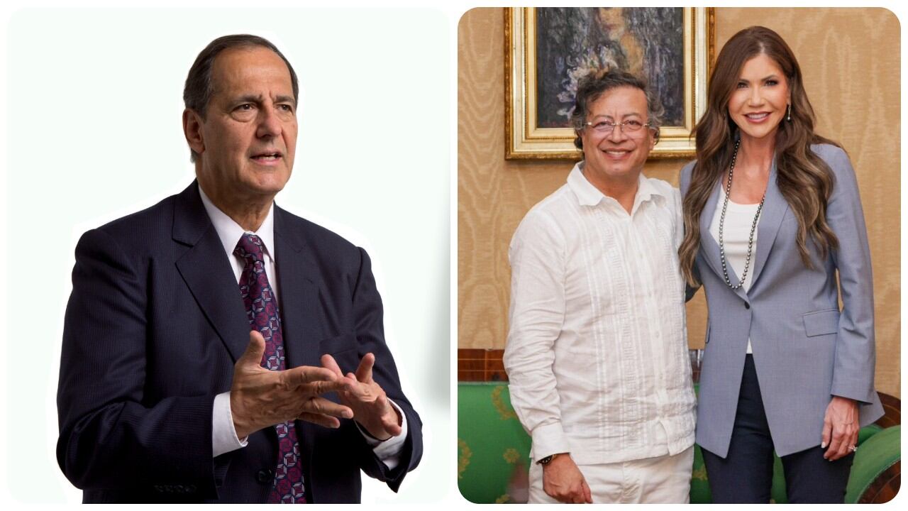 El exministro de Hacienda, Juan Camilo Restrepo, Gustavo Petro y Kristi Noem