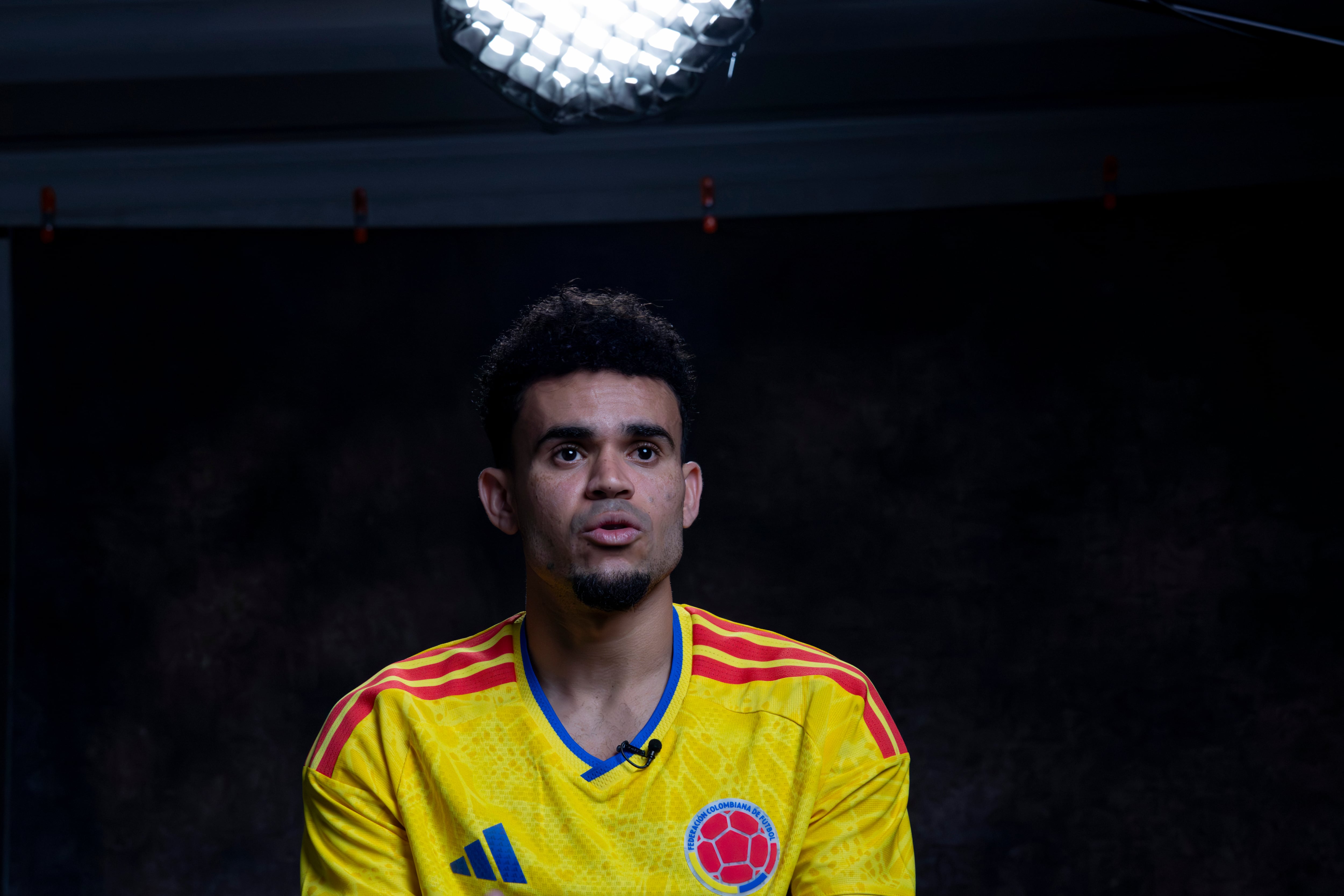 FORT LAUDERDALE, FLORIDA - NOVEMBER 10: Luis Diaz of Colombia speaks during a FIFA World Cup 2026 Pre-Event Access Day on November 10, 2025 in Fort Lauderdale, Florida. (Photo by Eva Marie Uzcategui - FIFA/FIFA via Getty Images)
