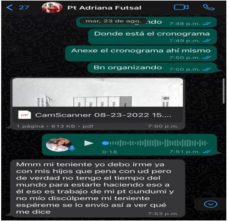 Esta es una de las pruebas en contra de la patrullera Adriana Ruiz