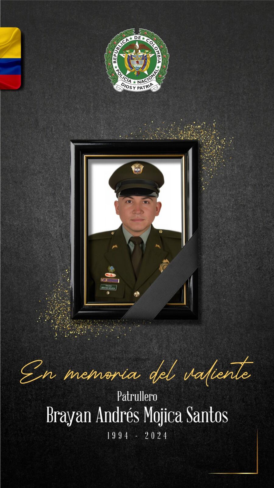 Este es el patrullero que murió en ataque armado en Curumaní, Cesar.