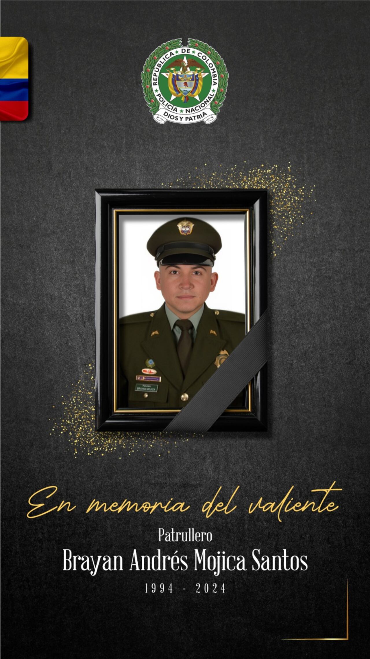 Este es el patrullero que murió en ataque armado en Curumaní, Cesar.