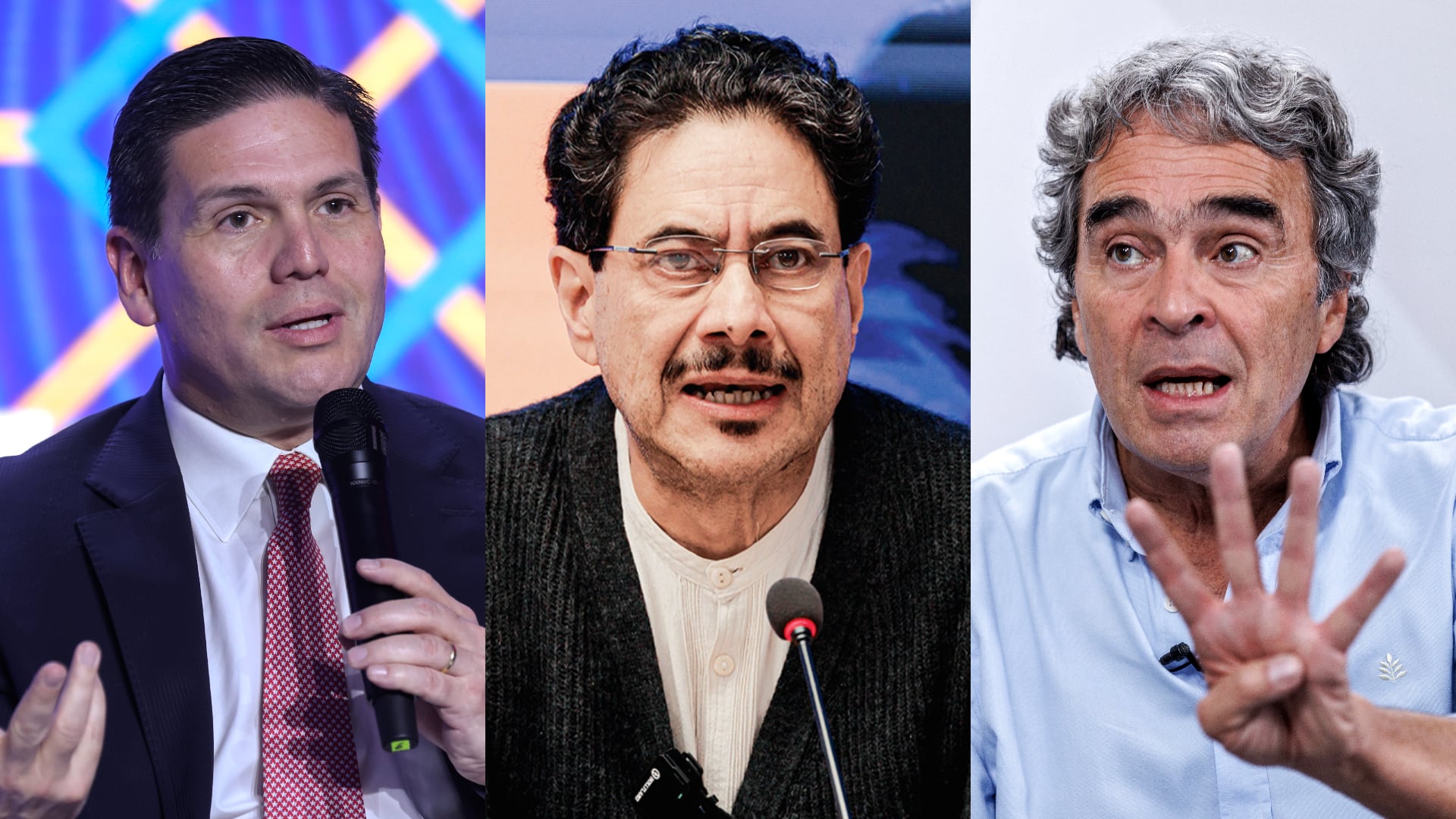 Juan Carlos Pinzón, Iván Cepeda y Sergio Fajardo.