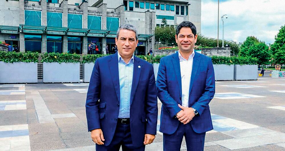 Fernando Jaramillo,presidente de la Dimayor, y Guillermo Herrera, ministro del Deporte. 