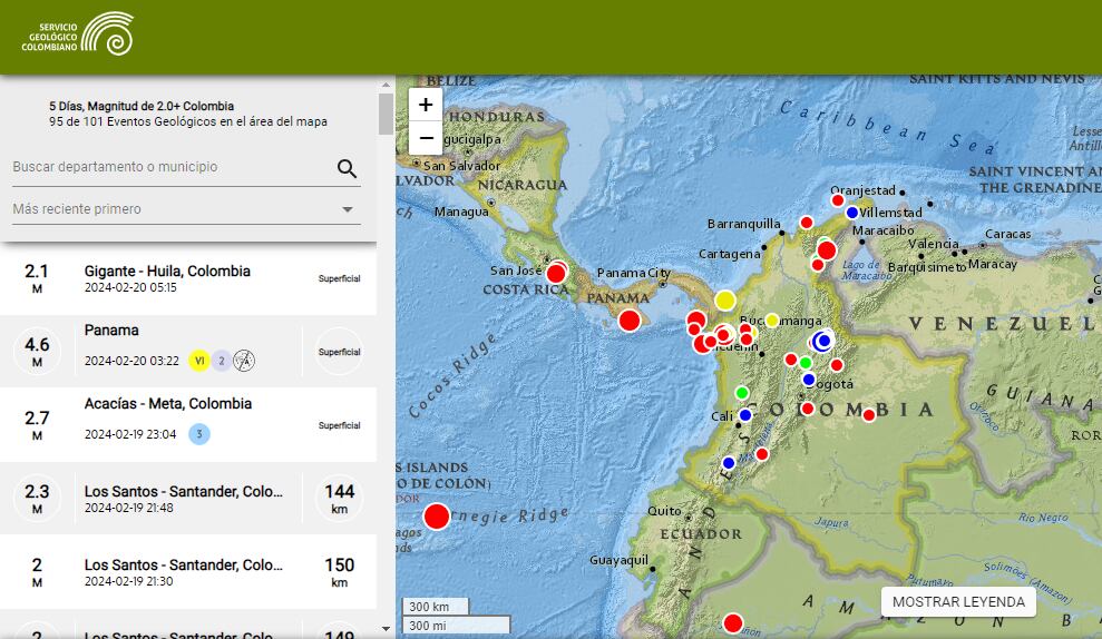 El SGC reporta en tiempo real los movimientos sísmicos en Colombia.