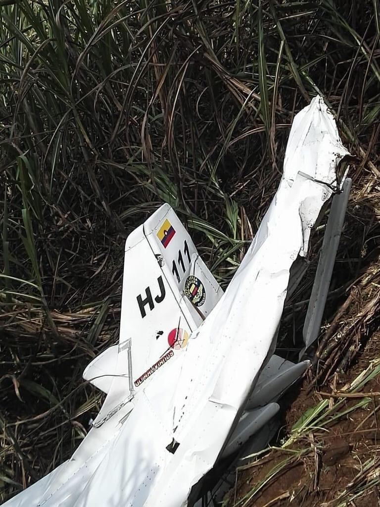 Avioneta derribada en 2018 por el Ejército en Frontino. Las FFMM deberán reparar a las víctimas mortales: un piloto y su aprendiz.