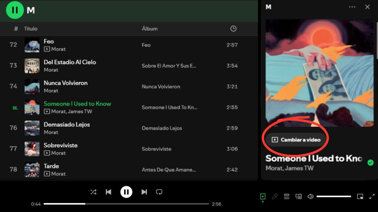 Para disfrutar de videos musicales en el computador, es necesario tener la última versión de Spotify. Una vez actualizado, solo basta con seleccionar las canciones que tengan video y reproducirlas.