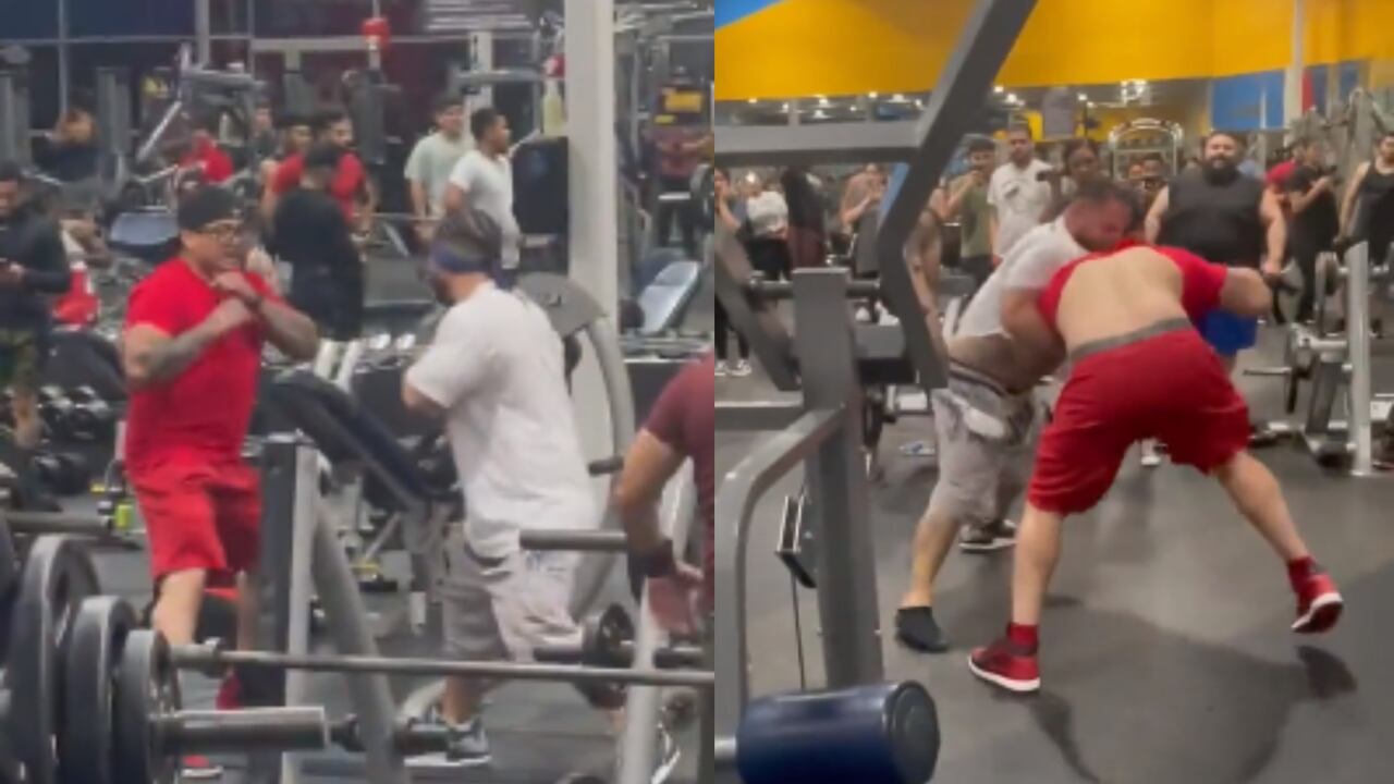 Dos hombres se fueron a los golpes en pleno gimnasio comercial, frente a varios usuarios que miraban atónitos lo sucedido.