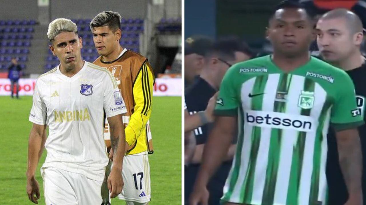 Daniel Cataño, jugador de Millonarios, y Alfredo Morelos, de Nacional.