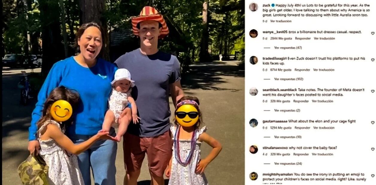 Mark Zuckerberg publicó una foto familiar en donde tapó el rostro de sus hijas con emojis.