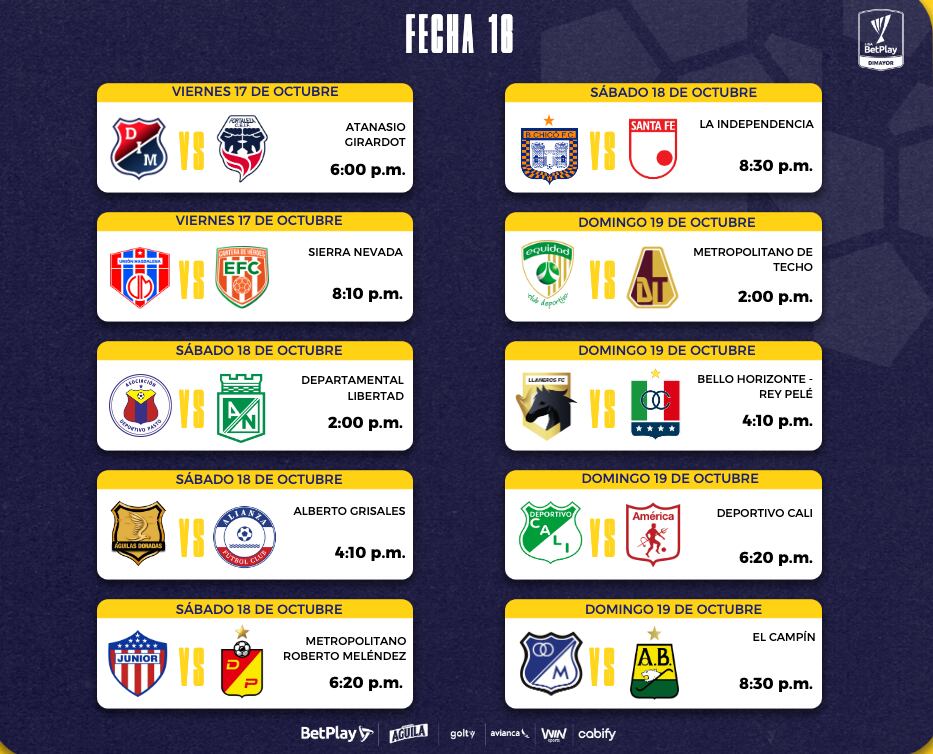 Liga BetPlay 2025 segundo semestre fecha 16